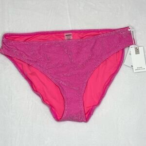 NWT 5 (2XL) Good American Pink Sparkle Low Rise Bikini Bottoms Briefs Swimsuit